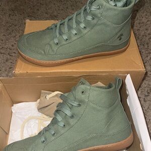 Green High-Top Sneakers with Brown Soles